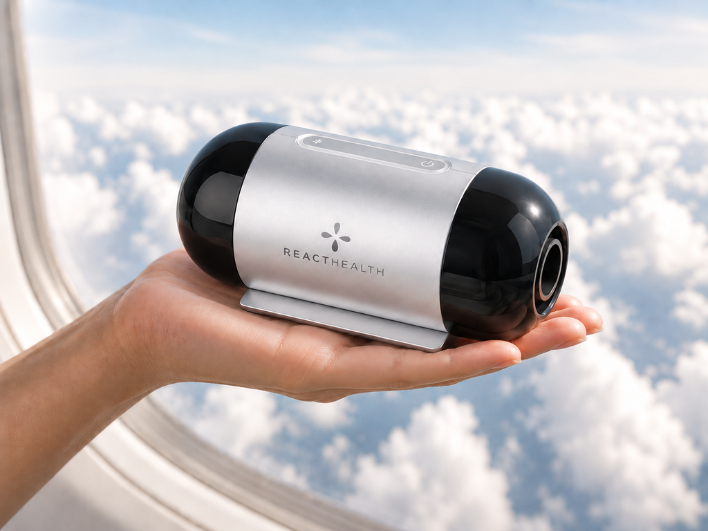 Luna TravelPAP travel CPAP held in a hand